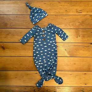 Caden Lane Knotted gown and hat Sweet Dreams print 0-3 months